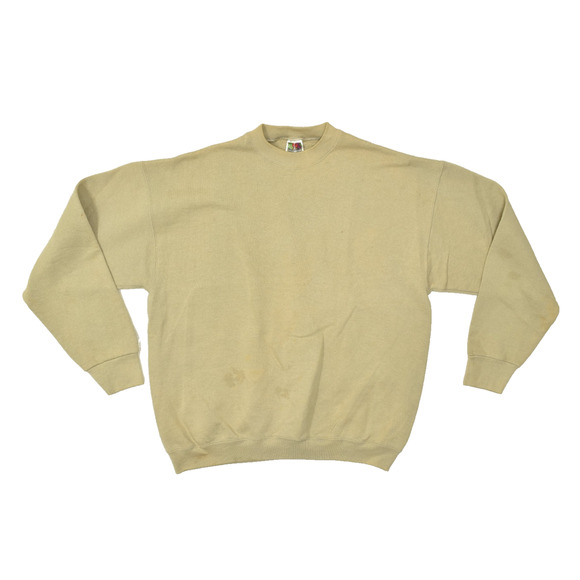 Vintage Fruit of the Loom Best Men's Pullover Sweatshirt XL Tan Cotton W/ Stains - Picture 1 of 8
